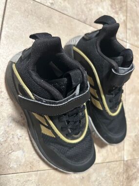 adidas Kids Black Sneakers with Gold Accents